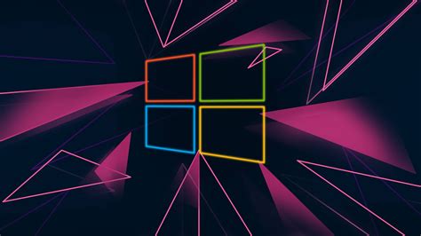 3840x2160 Windows 10 Neon Logo 4k Wallpaper Hd Abstract