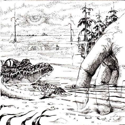 Trippin Thru Blue Elbow Swamp Drawing By L Lee Heinsen Ligocki