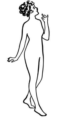 Vintage Modest Nude Woman Coloring Page Free Printable Coloring Pages