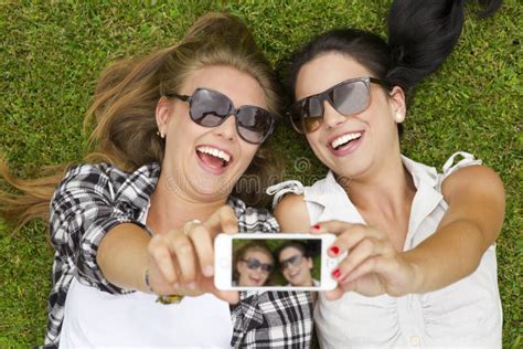 Best Friends Taking Selfies Stock Photo Image Of Laugh Beautiful