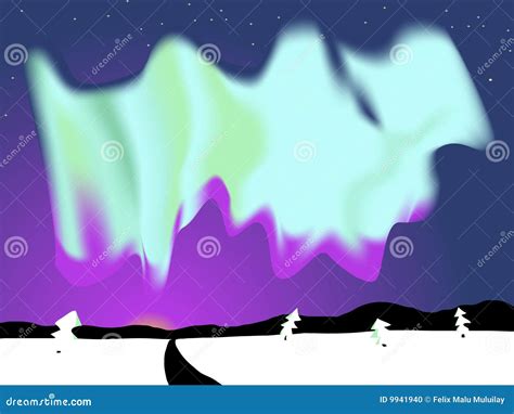 Aurora Borealis Stock Vector Illustration Of Snow Northern 9941940