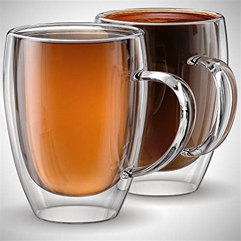 dishwasher and microwave safe large coffee mugs double wall glass set of 2 16 oz clear