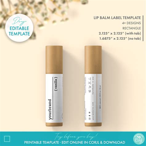 Editable Minimalist Lip Balm Label Template Diy Modern Etsy Uk