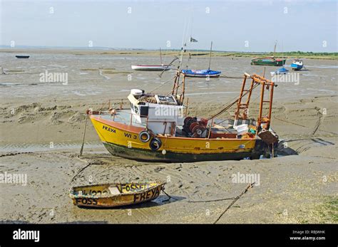Fishing Boat On Mud Flap Leigh On Sea Essex Stock Photo Alamy