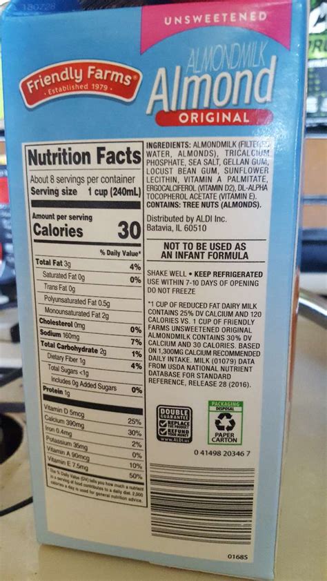 Friendly Farms Almond Milk Unsweetened Original 30 Calories