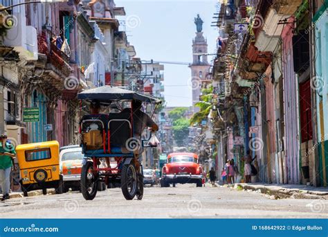 Beautiful Street View Of The Old Havana City Capital Of Cuba Editorial