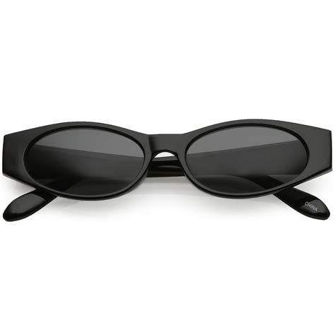 Retro 1990s Fashion Narrow Oval Flat Lens Sunglasses C550 Sunglasses 1990s Fashion Oval