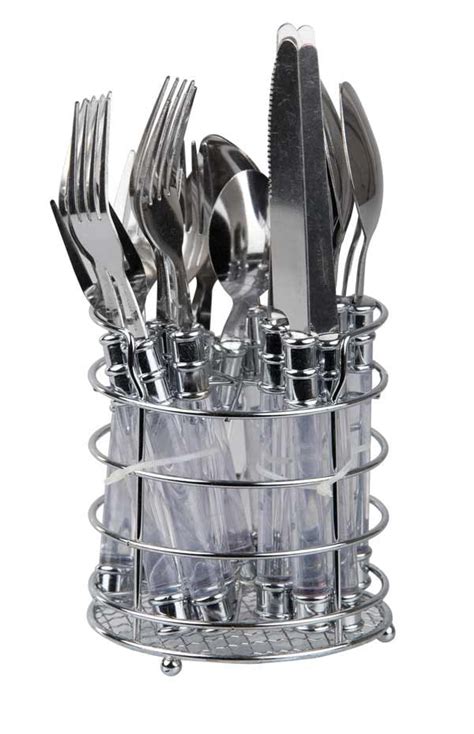 Home Basics 20 Piece Stainless Steel Flatware Set With Plastic Handles
