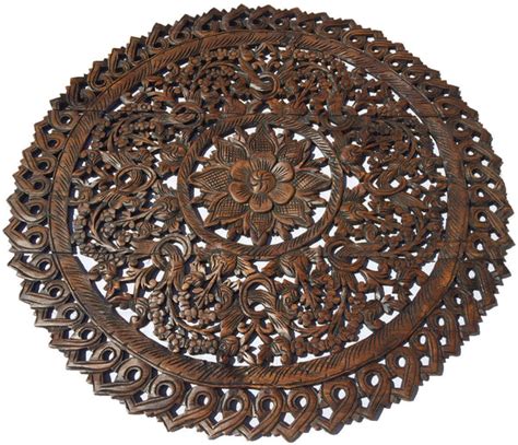 Elegant Wood Carved Wall Plaquefloral Wood Wall Panels Asiana Home Decor