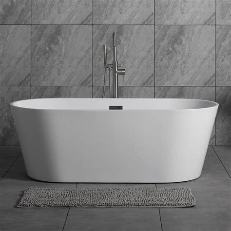 For a luxurious touch in your bathroom, opt for a freestanding soaker tub like the bordeaux model from vanity art. WoodBridge 59" x 29.5" Freestanding Soaking Bathtub ...