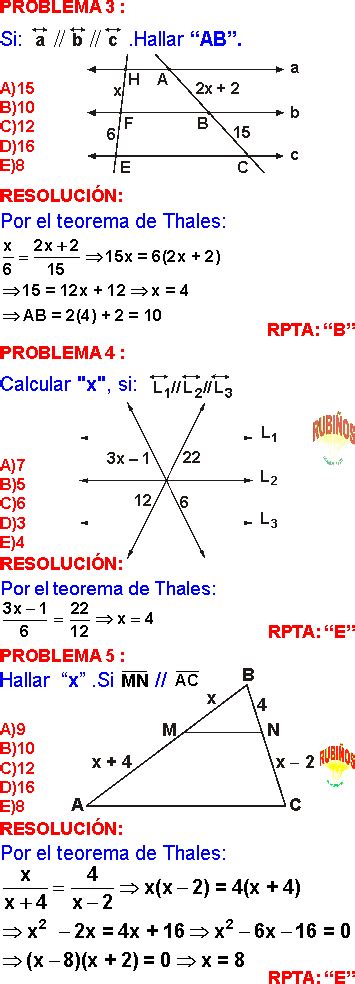 Proporcionalidad Y El Teorema De Thales Problemas Resueltos Pdf
