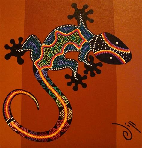 Gecko Australian Aboriginal Art Aboriginal Art Dot Painting