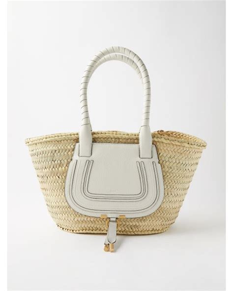 Chloé Marcie Medium Raffia And Leather Basket Bag In White Lyst Uk