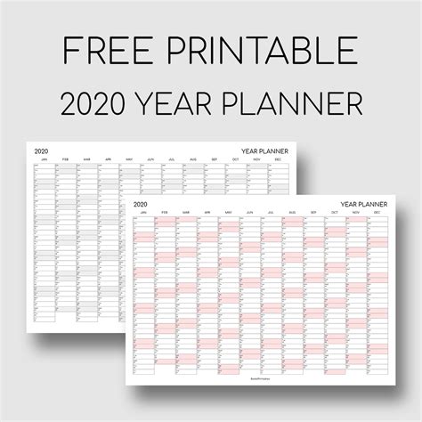 Printable 2020 Year Planner