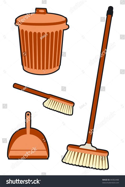 Broom And Dustpan Stock Vector Illustration 84302488 Shutterstock