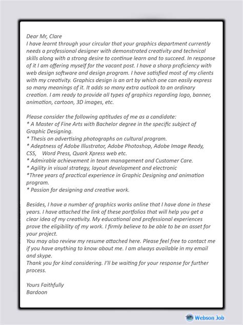 Upwork Cover Letter Sample for Graphic Designer in 2020 ...