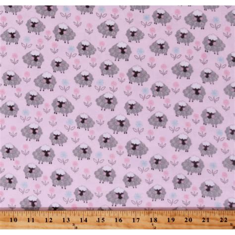 43 Flannel Sheep Lambs Cute Animals Flowers On Pink Playful Cuties 2