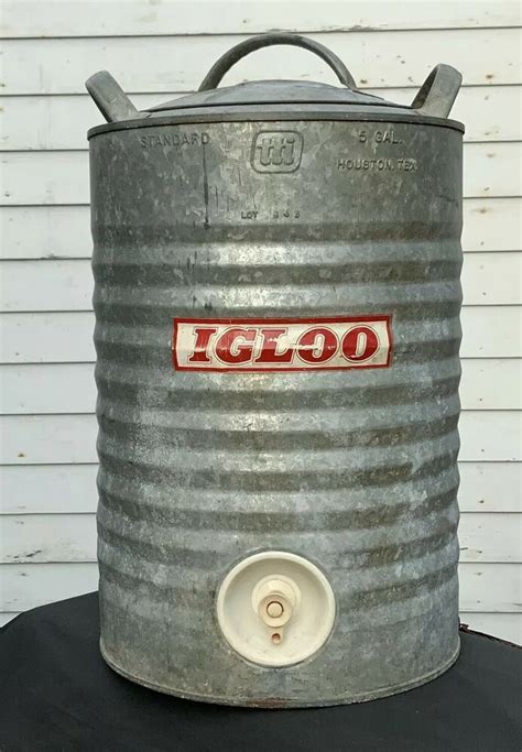 Vintage Igloo Galvanized Metal Water Cooler 5 Gallon Jug Distressed