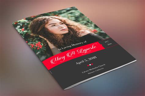 Remember Red Funeral Program Word Publisher Template 4 On Behance