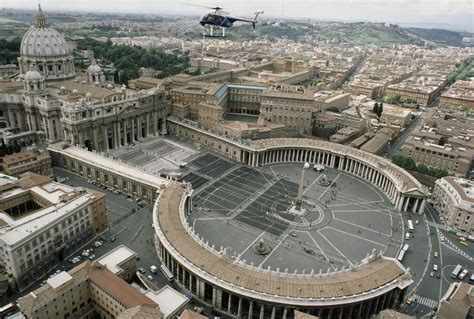 Aerial View Of St Peters Basilica And Colonnaded Square Rome Italy