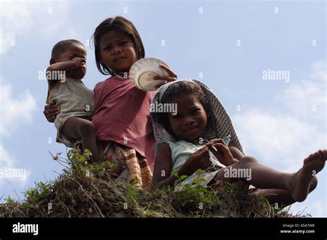 Aeta Children Near Mount Pinatubo Crater Lake Volcano Luzon Island
