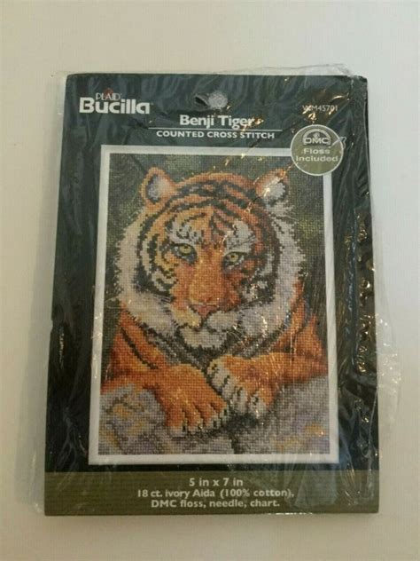 Benji Tiger Counted Cross Stitch Kit Plaid Bucilla Wm For Sale