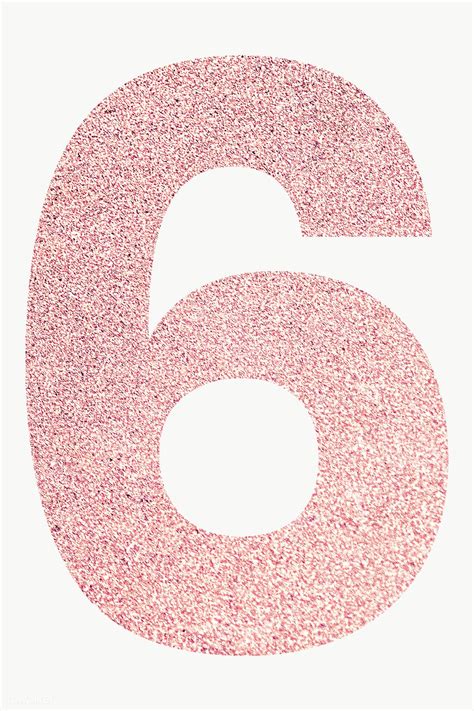Download Premium Png Of Glitter Rose Gold Number 6 Typography