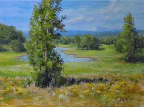 Karen Ilari Painting Summer Pond An Acrylic Landscape Painting