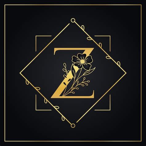 Premium Vector Elegant Z Gold Letter Floral Logo