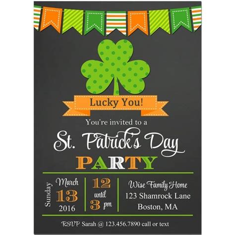 St Patricks Day Invitation Printable Or Printed With