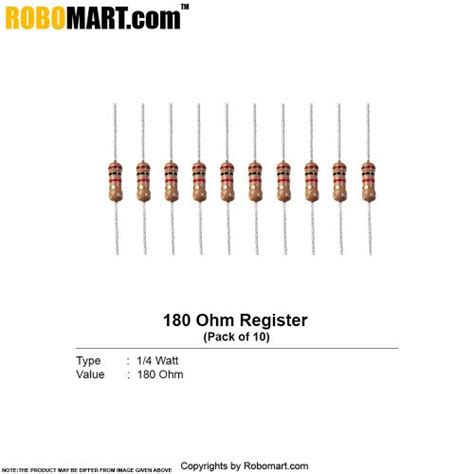 180 ohm 1 4 watt resistor resistance buy online