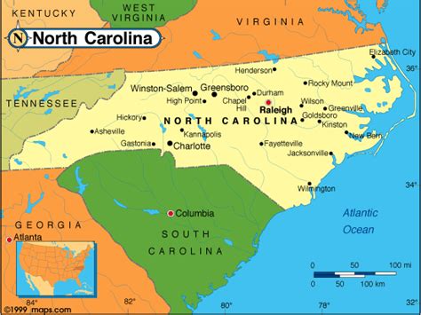 North Carolina Map And North Carolina Satellite Images