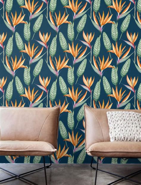 Removable Wallpaper Self Adhesive Wallpaper Heliconia Etsy