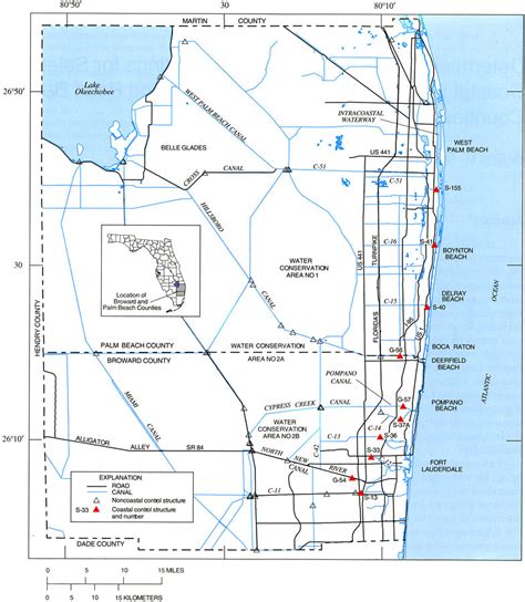 Hydraulic Control Structures In Broward And Palm Beach Counties 1998