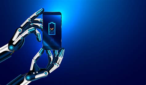 Robot Hands Holding A Smartphone Stock Illustration Download Image