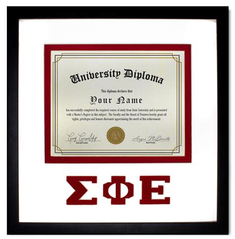 Sigma Phi Epsilon Certificate Document Diploma Frame White And Red