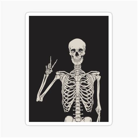 Skeleton Giving The Peace Sign Dark Gothic Halloween Art Mystical
