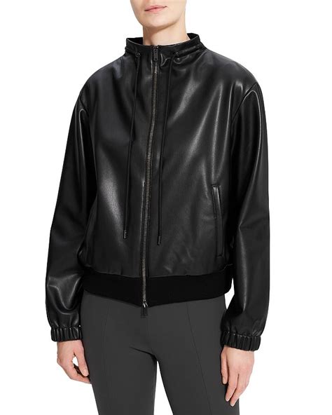 Theory Faux Leather Bomber Jacket Bloomingdales