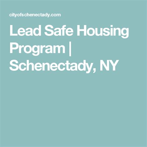 Lead Safe Housing Program Schenectady Ny Lead Safe Schenectady