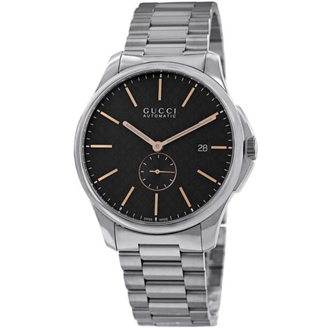 Shop Gucci Mens Ya126312 Timeless Black Dial Stainless Steel