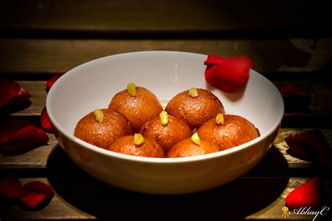Traditional Indian Dessert Gulab Jamuns Soft Spongy Dumplings Soaked In Sugary Syrup