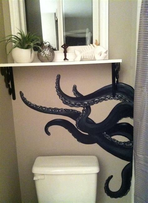Kraken Bathroom Mural More Bathroom Redo Small Bathroom Bathroom