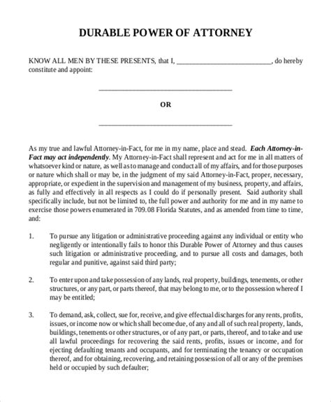 Free Printable Form Durable Power Of Attorney Printable Forms Free Online