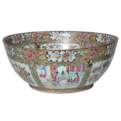 A Massive 19th C Chinese Export Porcelain Canton Famille Rose Punchbowl For Sale At 1stdibs