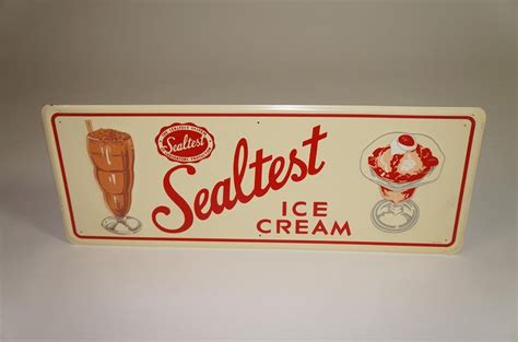 Fantastic Nos 1950s Sealtest Ice Cream Tin Soda Fountain Sign With