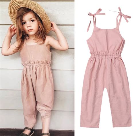 2019 Newest Style Kid Baby Jumpsuit Romper Summer Sleeveless Solid Pink