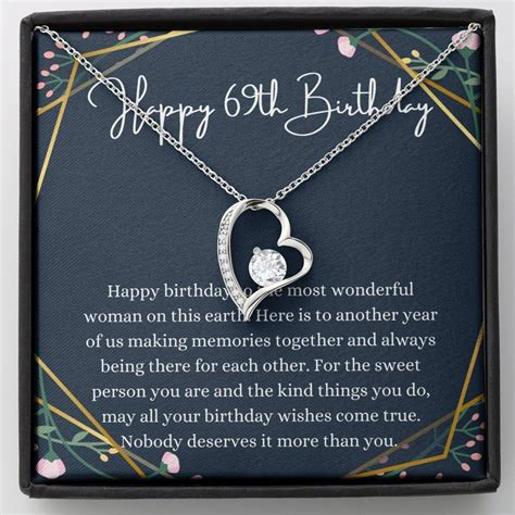 Heart Happy 69th Birthday Necklace With Message Card T Etsy