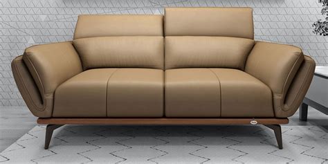 Buy Campbell Leather 2 Seater Sofa In Brown Colour By Durian Online