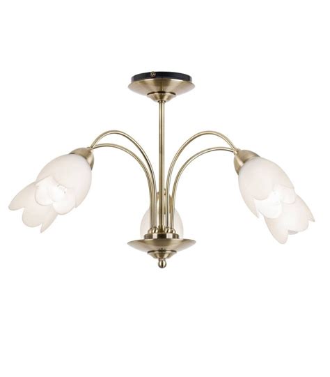 This light comes with bulbs, and is also dimmable with a dimmer switch and compatible dimmer bulbs. 5 Light Semi Flush Ceiling Light Antique Brass, Opal Glass