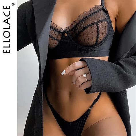 Ellolace Lingerie En Dentelle À Volants Pour Femme Soutien gorge